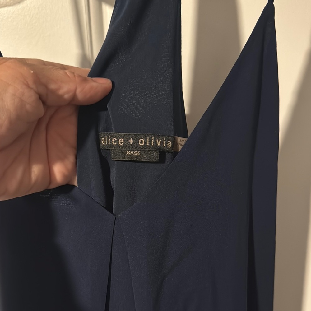 Alice + Olivia Navy V-Neck Slip Dress